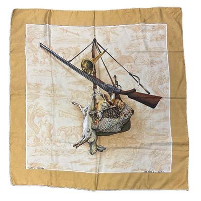 VINTAGE HERMES THE HUNTER'S RETURN SILK SCARF