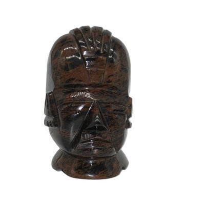 MAHOGANY OBSIDIAN CARVED NATIVE STONE STATUE