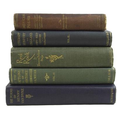 LOT OF 5 ANTIQUE BOOKS - HENRY VAN DYKE, H.G. WELLS, AND MORE