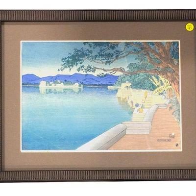 RARE CHARLES W. BARTLETT WOODBLOCK SIGNED UDAIPUR