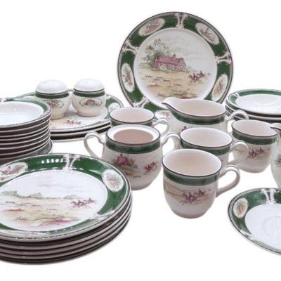 NORITAKE IRELAND KELTCRAFT PURSUIT #9170 EQUESTRIAN FOX HUNT THEME