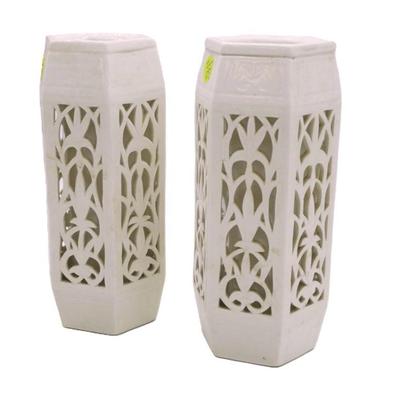 PAIR BLANC DE CHINE CHINOSORIE VASES
