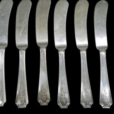 12 ANTIQUE STERLING SILVER BUTTER PADDLES