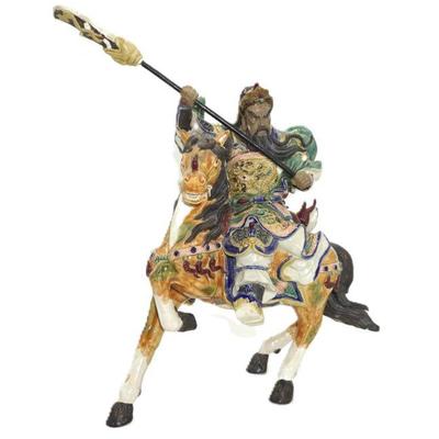 CHINESE TANG WARRIOR SANCAI GLAZE ON HORSE