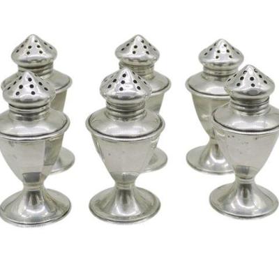 6 STERLING SILVER INDIVIDUAL SALT SHAKERS