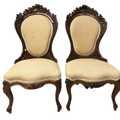 PAIR EXCEPTIONAL JOHN HENRY BELTER SLIPPER CHAIRS