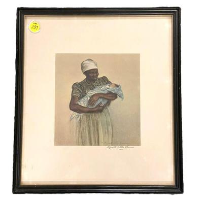FRAMED SIGNED ELIZABETH O'NEILL VERNER PRINT, TITLE "BLUE BABY"