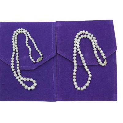 2 WHITE CULTURED FRESHWATER PEARL NECKLACES