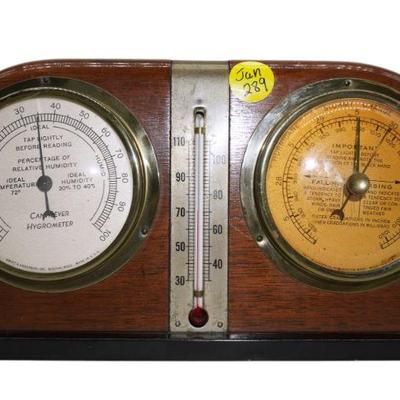 VINTAGE HYGROMETER BAROMETER & THERMOMETER