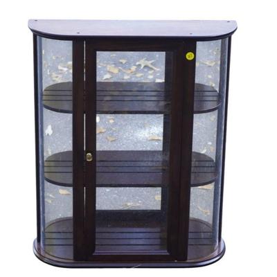CURVED GLASS MAHOGANY DISPLAY CASE