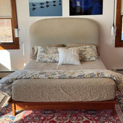 Padded Headboard And Wood Bed Frame By Maple Corner VT
