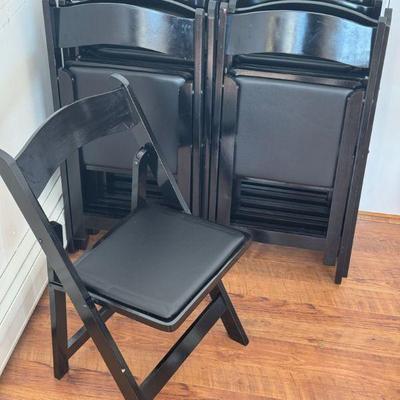 (12) Black Wood Folding Chairs
