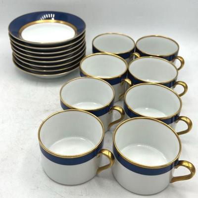 Set of (8) Teacups & (8) Saucers Fitz And Floyd Renaissance & Imperial Dynasty
