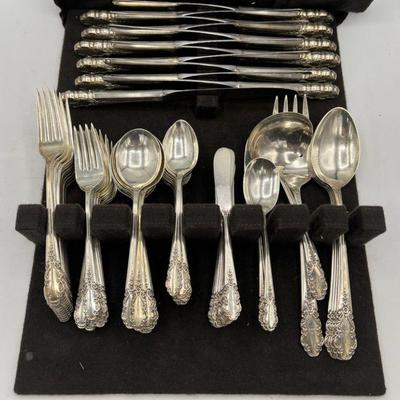 78-Piece Sterling Silverware in Bridal Veil by Rogers International Silver 1950-1984
