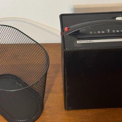 Sentinel Paper Shredder And Metal Mesh Waste Basket
