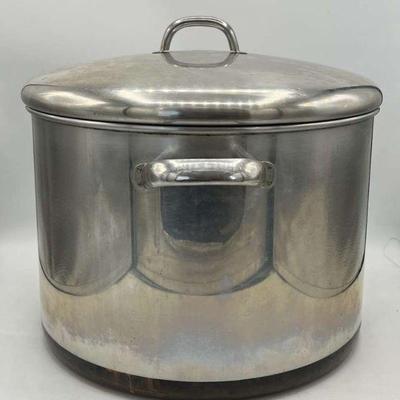 Massive 16 Quart Revere Ware Copper Bottom Stock Pot with Lid
