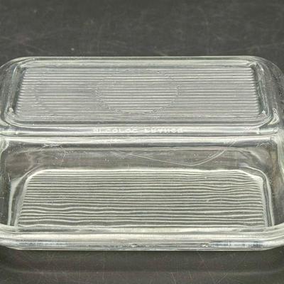 Arcoroc France Ribbed Glass Butter Dish With Lid
