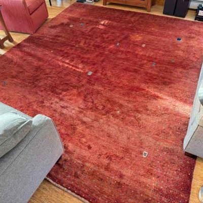 Large 10’ x 12’ Handwoven Gabbeh Rug in Rich Red Tones
