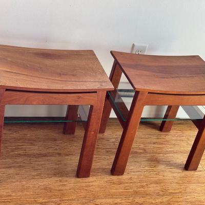(2) S&J Woodwork Side Tables
From S&J woodworks in Canton MA. Has wood top and a glass shelf below as seen in photos. One appears...