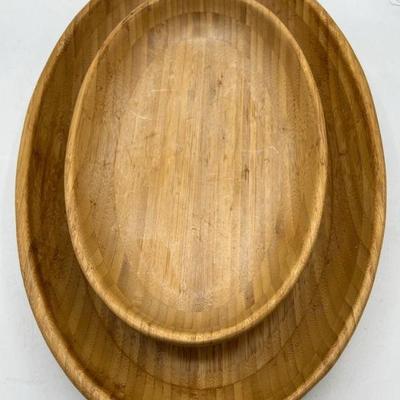 (2) Bamboo Oval Serving Platters
