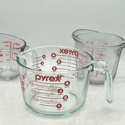 (3) Pyrex & Anchor Hocking Glass Measuring Cups
