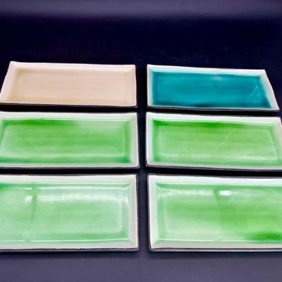 (6) Crackle Finish Sushi Trays
