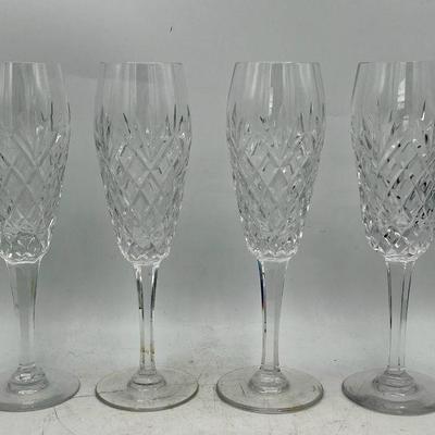 (4) 8.5” Merano by Waterford Crystal Fluted Champagne Glasses

