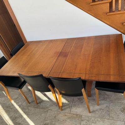 Vermont Artisan Cherry Wood Dining Room Table With (8) Italian Leather Chairs
