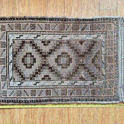 38” X 24” Hand-Knotted Geometric Tribal Accent Rug
