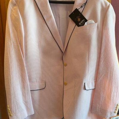 Pink Pincord - TALLIA, Lansky Bros 48 Long - Pink And White Stripe Seersucker
