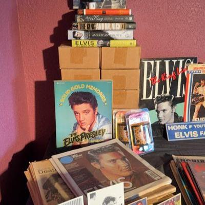 ELVIS MEDIA COLLECTION- 32 Hardback Books,Bumper Stickers,13 Elvis Night Lights,newspapers And MORE
