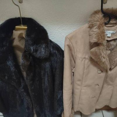 Nat Hyman-Dark Brown Mink Coat and Coldwater Creek-Tan Suede Jacket

