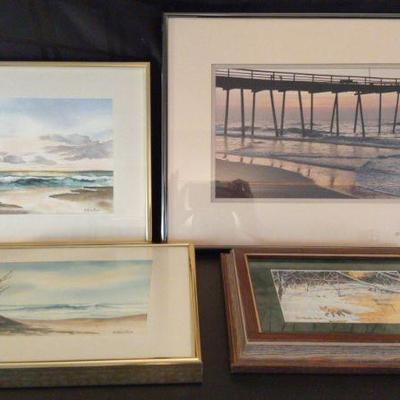 Nature Landscape Artwork with Frames - Beach Scenery and Fox in The Woods by Jan Martin McGuire
