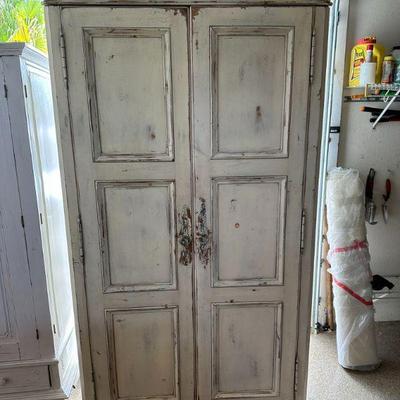 Shabby Chic Coastal Armoire w/ Shelves