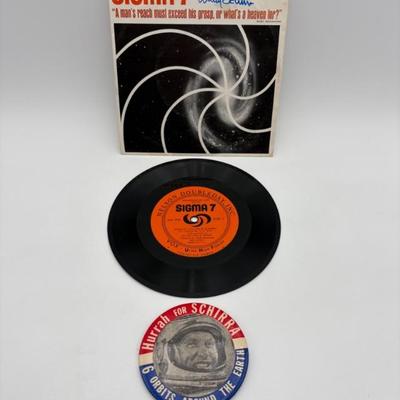 Sigma 7 Vinyl EP & Button – Astronaut Signed: Schirra