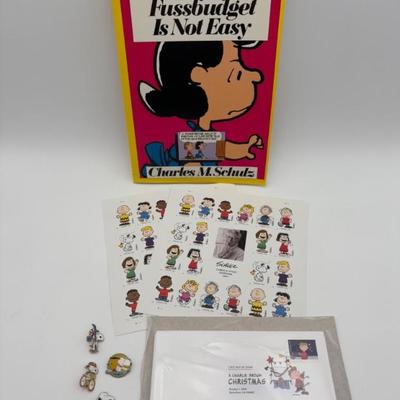 Peanuts Bundle - Stamps, Pins, Book, & First Issue Envelopes	