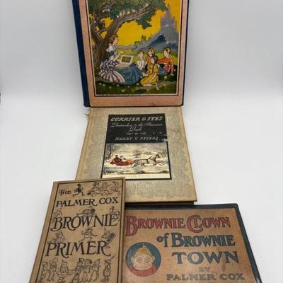 4 Vintage Books: Palmer Cox/2 Brownie/Illustrated Books