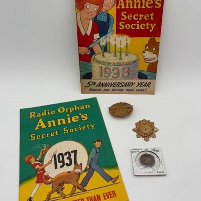 Orphan Annie Secret Society Member Decoders & Pin – 1937 & 1938