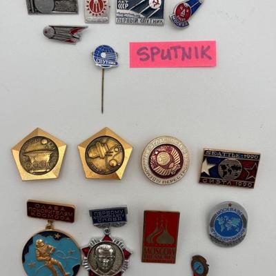 Large Soviet/CCCP Group of Pins – Sputnik & Unknown