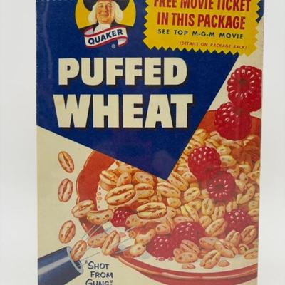 Vintage Quaker Puffed Wheat Cereal Box