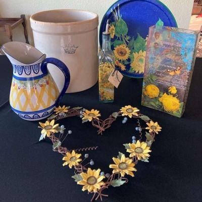 Sm111 usa crock and sunflower themed decor