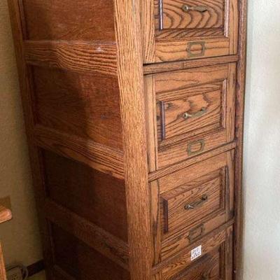 Sm103 wood file cabinet with matching wood trashcan