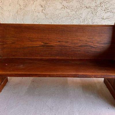 Ha115 vintage wood church pew bench