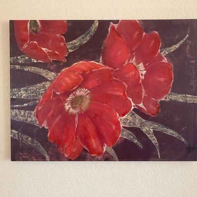 Sm100 red flowers on canvas