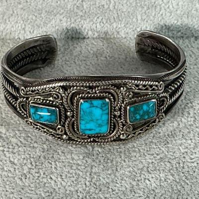 Silver turquoise Cuff Bracelet