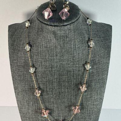 Pink Crystal Necklace & earrings