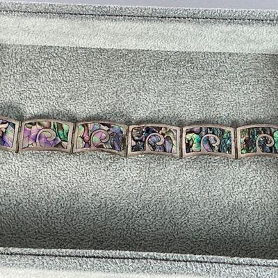 Sterling Abalone Link Bracelet