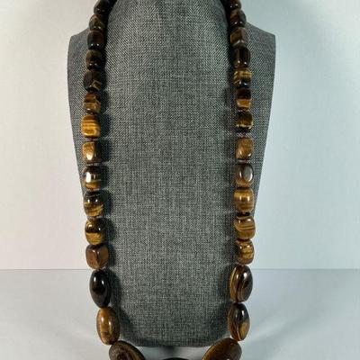 Lg Tiger Eye Beaded Necklace