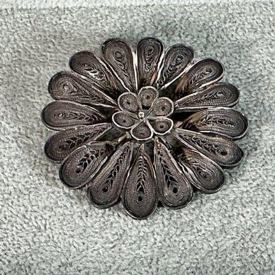 Sterling Filagree Brooch