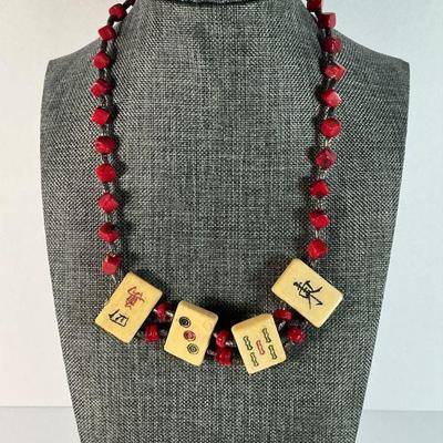 Red Coral - Mahjong Necklace